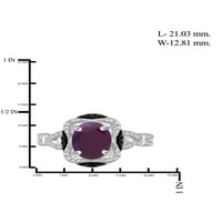 Carat T. G. W. Ruby i crno-bijeli dijamant Accent Sterling Silver 3-dijelni set nakita