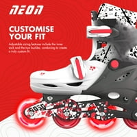 Neon Combo 2-u-deci rolere i Quad-dečaci i devojčice, Veličina 3-Podesiva, jedan par, Crvena