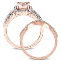 Miabella ženski 1-CT. Morganite & CT. Diamond 10kt Set prstena za vjenčanje i angažman od ružičastog zlata