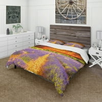 Designart' Beautiful lavande Field and Sunset ' kabina & Lodge pokrivač Set