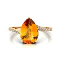 Prilagođeni prsten, 14k Zlatni prsten, citrin s dijamantnim angažmanom Obećaj Personalizirani prsten, Memorijalni