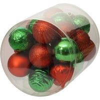 Holiday Time Božić ukrasi tradicionalni Shatterproof, Set 26, crveno zeleno