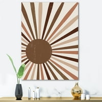 Designart 'Bright Minimalist Shining Terracotta Sun Rays' Modern Canvas Wall Art Print