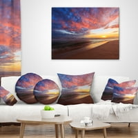 Designart oblaci u boji na plaži pri zalasku sunca - jastuk za bacanje na obalu mora-16x16