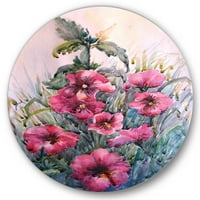 Designart 'Blossoming Hibiscus Flowers In The Wild' tradicionalni krug metalni zid Art-disk od 23