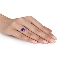 1-karatni T. G. W. ametist i karat T. W. dijamantski prsten za oreol od ružičastog srebra
