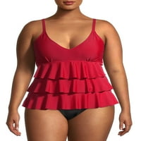 Nicole Miller ženski Plus Size Ruffle Tier Tankini Top kupaći kostim
