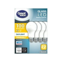 Velike vrijednosti LED 13-Watt dnevne svjetlosti boje mat sijalice, srednje baze, 22-godine života, 4pk