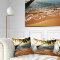 Designart prekrasan zalazak sunca na tropskoj plaži - jastuk za bacanje mora-18x18