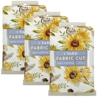 Kreirajte ga Fabric Editions 36 42 Cotton Sunflower Birds yard PreCut tkanina za šivanje i zanatstvo, bijeli
