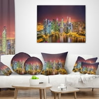 Designart Singapur Skyline pogled na Marina Bay - jastuk za bacanje Cityscape-18x18