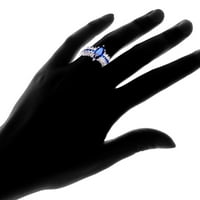 Zaručnički prsten izrezan na markizu sa Labeom kreiran je plavi safir-Veličina 8