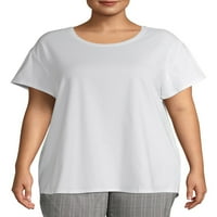 Terra & Sky ženska Plus Veličina kratki rukav Super meka majica sa košuljom