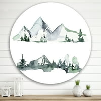 Designart 'drveće sa zimskim tamnoplavim planinskim pejzažom II' moderni krug metalni zid Art-disk od 29
