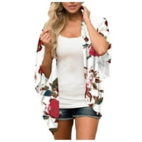 Outfmvch Cardigan za žensko kardigan lisnata s rukavima Karfipalica KIMONO plaža za bluzu za bluzu na vrhu
