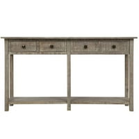 Aukfa rustikalni stol sa brušenom teksturom sa fiokama i Donjom policom za dnevni boravak, Grey Wash