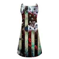Usmixi ženske haljine za 7. dan za nezavisnost Patriotski labavi ljuljački patentni zip metalni kaiš Mini