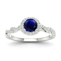 Imperial dragi kamen 10k Bijelo zlato plavi safir CT TW dijamant Ženski modni prsten