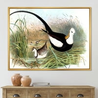 Vintage Seoske Ptice U Jezeru Uokvireno Slikarstvo Platno Art Print