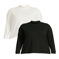 Terra & Sky ženska majica Plus Size Mock Neck T-Shirt, 2-Pack