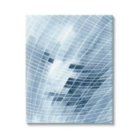 Stupell Industries moderni iskrivljeni plavi kvadratni oblici bijele linije slika Galerija umotano platno