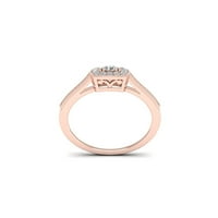 1 3ct TDW dijamant 10k Rose Gold oreol zaručnički prsten kvadratnog oblika
