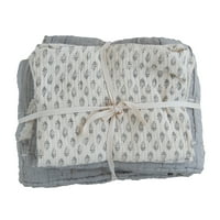 Creative Co-Op Cotton prošivena Navlaka za krevet sa uzorkovanim standardnim Šamovima, kraljicom, kremastom