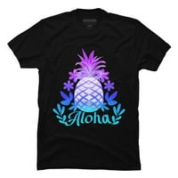 Ljetno vrijeme ananas aloha cvijeće muške crne grafički tee - dizajn od strane ljudi 5xl