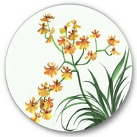 Designart 'Yellow Vintage Orchids On White' tradicionalni krug metalni zid Art-disk od 29
