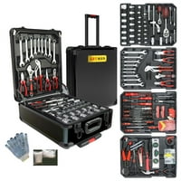 Aukfa Set alata, opšti komplet ručnih alata sa Toolbo za domaćinstvo, auto popravka, Crna