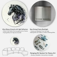 Designart 'krupni plan frizijskog konja sa dugim Grivama' seoska kuća krug metalni zid Art-disk od 29