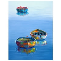 Tri čamca plava od Edwarda parka umotana u platno slikarstvo Art Print