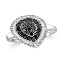 JewelersClub 0. Srebro 1. Karatni crno-bijeli dijamantski prsten za žene