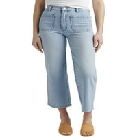 Silver Jeans Co. Ženske zakrpe džepne traperice sa visokim usponom, veličine struka 24-36