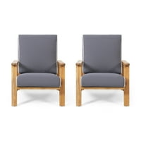 Reyna vanjske stolice od bagremovog drveta sa jastucima, Set od 2, Tikovina, tamno siva