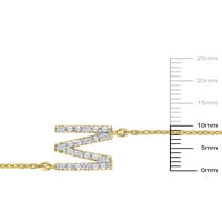 Dijamantski akcenat 14kt žuto zlato inicijalna M ogrlica