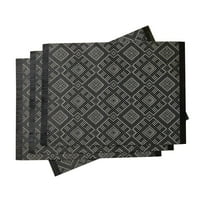 Smith Vinyl Woven Diamond Print Placemats, crna i slonovača 13 18