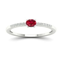 Imperial dragi kamen 10k Bijelo zlato okrugli rez Ruby CT TW dijamant ženski prsten