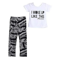 SUNISERY 2-9Y Little Baby Girl Zebra-Stripe bijela majica + set odijela za hlače