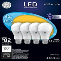 60W ekvivalentna meka Bijela LED sijalica, 4 pakovanja