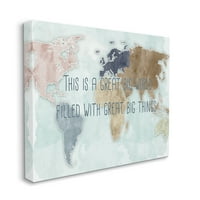 Stupell Industries ovo je velika svjetska fraza karta kontinenata platnena zidna umjetnost, 20, dizajn ziwei Li