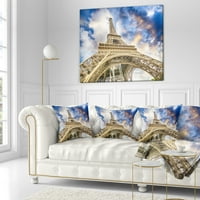 Designart dramatično nebo iznad zemlje pogled na Pariz Pariz Eiffelov toranj - jastuk za bacanje gradskih