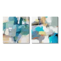 Stupell Industries moderni blokirani potezi četkom apstraktni kolaž slika Galerija umotano platno Print Wall Art, Set od 2, dizajn Lisa Ridgers