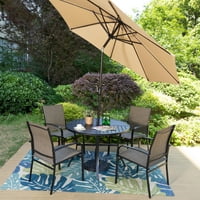 Studio okrugli vrt trpezarijski sto metalni sto sa rupom za kišobran, Crni