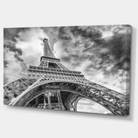 Designart 'crno-bijeli pogled na Pariz Pariz Eiffelov toranj' cityscape Canvas Print