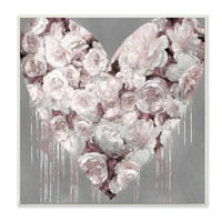 Stupell Industries Pink Rose Heart over Grey sa kapanjem boje koju je dizajnirao Lindsay Rodgers