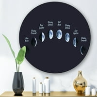 Designart 'različite mjesečeve faze u svemiru' Bohemian & eklektični krug metalni zid Art-disk od 11