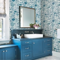 - Street Prints Daley Blue Line Floral Wallpaper, 20.5 - in by 33-ft, 56. sq. ft