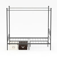 Yoneston Queen Black Canopy Bed Frame metalni namještaj za spavaće sobe na platformi za odrasle