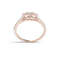 1 2ct TDW Diamond 10k Rose Gold dijamantski dvostruki Halo zaručnički prsten